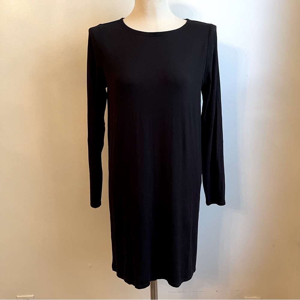 NWT Eileen Fisher Black Ballet Tunic Long Sleeve Top Viscose Small Petite $178